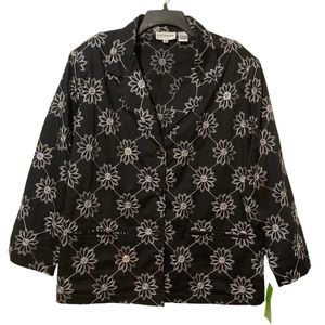 C.D. Daniels 1X Embroidered Floral Sequin Holiday Jacket Top